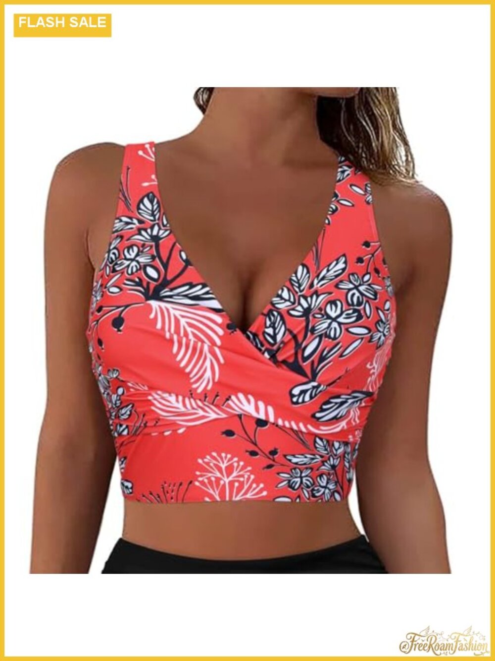 Women's Underwire Longline Bikini Top Twist Front Criss Cross Supportive
